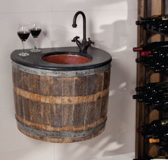 家具DIY 舊酒桶變身個性浴室家具